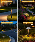 Solid Brass Low Voltage Pathway Lights 12V LED Outdoor Walkway Lamps illuminating path, garden, and driveway, 6 pack view