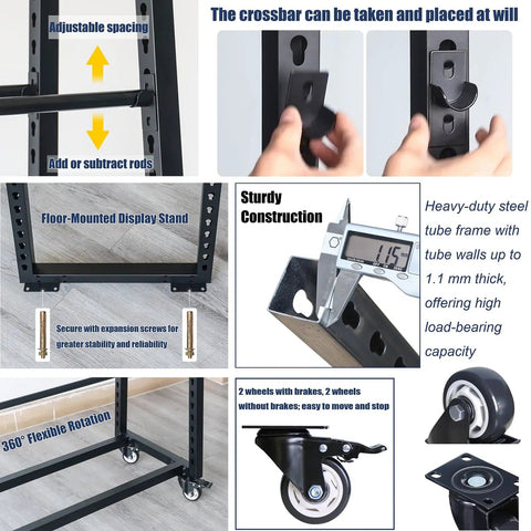 Heavy Duty Garage Mobile Vinyl Wrap Organizer Rack Featuring Adjustable Multi Tier Metal Frame And Smooth Rolling Lockable Casters with sturdy construction
