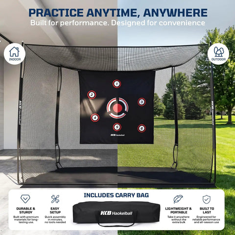 Heavy Duty Golf Hitting Net With 3 Sided Protection Cage, 10x8x6ft Reinforced Steel Frame And Target Cloth, backyard setup