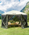 12x12ft Pop Up Gazebo Tent With Mosquito Netting, 6 Removable Wind Panels And 2 Mesh Windows, Outdoor Canopy Shelter For Patio