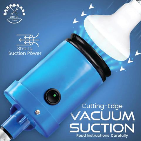 Vacuum Operated High Ceiling Light Bulb Changer With Remote Control demonstrating strong vacuum suction on a light bulb