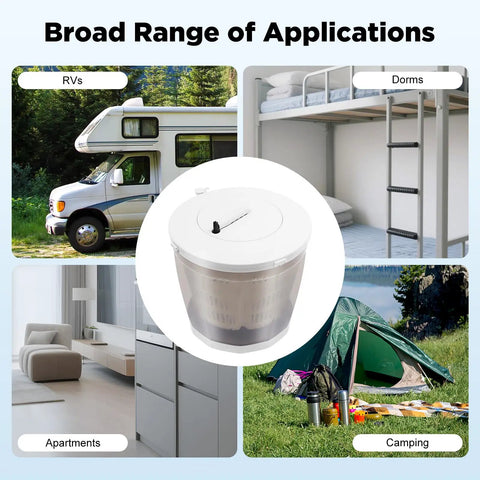 No Sweat Hand Crank Washing Machine Two In One Manual Washer And Spin Dryer Road Trip Ready Ultra Light Portable Mini Laundry Pal Grey in RV, dorm, apartment, and camping settings.