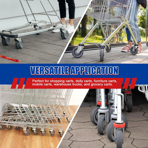 4 Pack 5 Inch TPU Silent Shopping Cart Replacement Wheels Kit With Double Ball Bearings for versatile cart applications