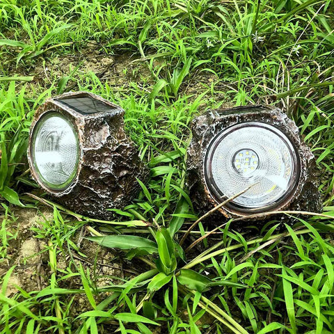 Solar Powered Rock Lights Outdoor Dope 2 Pack With 10 LED Waterproof Stones For Yard Vibe on grass