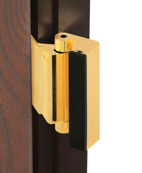 Door Reinforcement Lock With 3 Inch Stop For Extra Home Security, Aluminum Construction, Polished Brass Finish, Quick Install For Protection From Forced Entry Single Pack