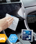 MED PRIDE lens and screen cleaning wipes, 200-count pack, being used to wipe a car touchscreen