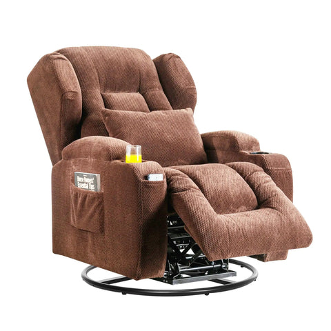 24 Inch Heavy Duty Steel Swivel Base With 360 Degree Rotation And 10 Inch Square Mount Plate For Big Tall Gaming Office Chairs And Recliners in brown recliner position