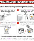 Steps to program 371LM remote, showing one-button setup, purple learn button, and garage door opener components.