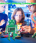 Children and instructor using Alarm Clock Soldering Practice Kit For Students And Makers Build Your Own 4 Digit Robot Digital Clock With Temperature Display And STEM Circuit Board Project For Classroom Or Desk.
