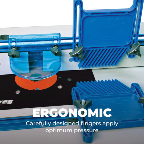 Pro Shop Grade Twin Pack Featherboards For Table Saw And Router featuring ergonomic design and wedge lock mounts for stability.