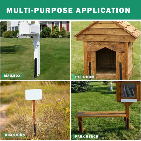 Heavy Duty H Shaped Galvanized Fence Post Repair Kit for mailbox, pet room, road sign, park bench installation.