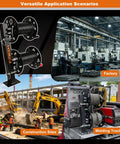 Beefy Heavy Duty Dual Welding Cable Reel With 10 Degree Tilting Base shown in factory and construction site use.