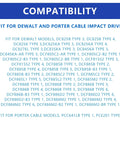 Compatibility chart for 2-Pack Spring Kit With Steel Ball For DCF885 DCF886 DCF805 Impact Driver Replacement Parts.
