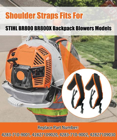 Heavy Duty Left And Right Shoulder Strap Kit For Stihl Br800 Backpack Blower With Mounting Bolts, featuring padded comfort and sturdy design.