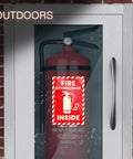 Fire Extinguisher Inside Sticker 4x6 Inch Reflective High Visibility Engineer Grade Vinyl Safety Label on cabinet