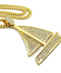 Iced Out Bigger Size Sailing Yacht Pendant On 6mm 30 Inch Cuban Chain Necklace Gold Tone Fashion Jewelry For Men And Women