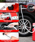 Battery Powered Gas Transfer Pump With Auto Stop, 3.2 GPM Flow, 51 Inch Hose, Portable Kit with 4 Adapters in use