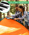 Heavy Duty Tent Pole Replacement Kit For 3-4 Person Tents, 20ft Pre-Assembled 16-Section Poles in camping setup