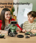 Kids building Totally Fun 727-Piece 5in1 Robot Car Kit With Remote Control For Kids Aged 8 To 14 - STEM Coding Robotics Toy on table.