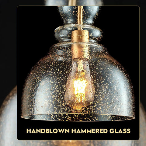 Gold Seeded Glass Pendant Lights For Kitchen Island And Hallway Large Hand Blown Brass Ceiling Pendant Fixture Over Table 10 Inch Modern Vintage Style Lighting For Kitchen Sink And Entryway Showpiece Vibe