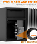 Heavy Duty Depository Drop Safe With Front Drop Slot And Fireproof Construction, Digital Combination Lock open showing interior compartments