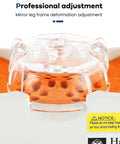 Pro Grade Optical Frame Warmer Equipped With Ceramic Hot Air System For Eyewear Frames close-up of heat chamber with orange felt.
