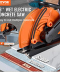 Heavy Duty Electric Concrete Saw With 16 Inch Circular Blade And A 3200 Watt Motor Delivering Smooth Wet Cuts With Zero Dust Drama And Beast Mode Stability For Those No Sweat Renovation Tasks cutting through stone and concrete with precision.