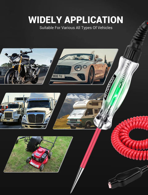 Go-To Car Circuit Tester For 6-24V Systems With 135 Inch PU Wire And Sharp Stainless Probe Dual Color LED Test Light used on vehicles
