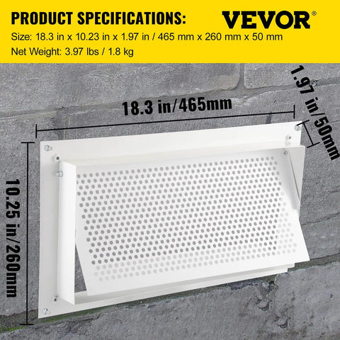 8x16 Inch Crawl Space Flood Vent Wall Mounted White Foundation Vent To Reduce Flood Risk And Damage For Crawl Spaces And Garages Bi Directional Design.