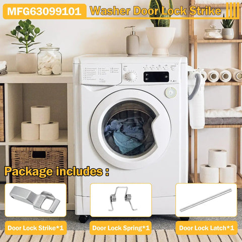 Washer Door Lock Hook And Strike Assembly For LG And Kenmore Washers - Replaces 4026ER4004B And More, MFG63099101 package