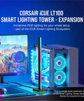 Add A 422mm Smart Lighting Tower With 46 Custom LEDs to level up your RGB setup next to gaming monitor and PC case.