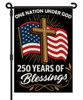 Patriotic USA Garden Flag 12x18 Inch Double Sided Waterproof Banner Celebrating 250 Years Of One Nation Under God 1776 To 2026