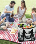 Family enjoying picnic with Western Desert Cowboy Insulated Cooler Bag With Large Compartment Leak Proof Thermal Tote in foreground.