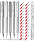 Kick Your DIY Projects Up A Notch With This Heavy Duty Tungsten Carbide Scriber Set Featuring Six Engraving Pens Extra Tips And Steel Ruler.