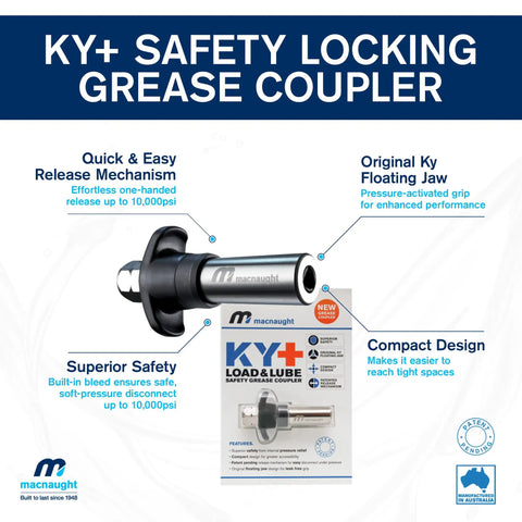 KYPLUS Safety Locking Coupler for Heavy Duty Pistol Grip Grease Gun With KYPLUS Locking Coupler 10 Year Warranty Up To 10000 PSI