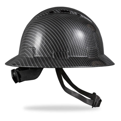 Full Brim Hard Hat With Carbon Fiber Design, 6 Point Adjustable Ratchet Suspension, OSHA Approved ANSI Z89.1 Type I Class C, ABS Work Helmet