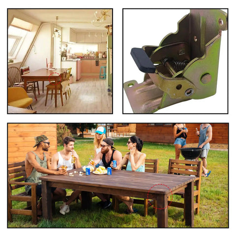 Tough As Nails Table Leg Folding Brackets 4 Pack Heavy Duty Self Locking Hinges 90 Degree Foldable Hardware for table in kitchen and outdoor.