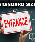 Clear Reflective Entrance Sign For Businesses, 8x12 Inch Rust Free Aluminum, Enter Here, Pre Drilled For Easy Mount, Weatherproof UV Protected Outdoor Sign That Grabs Attention And Directs Guests To The Correct Entry Point, front view