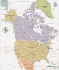 Super Cool Laminated 24 By 36 Inch Map Of North America Wall Poster Print With Bright Vivid Colors Expert Cartography Ideal For Classrooms And Homes Educational Decor showing geographic details.