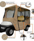 Fairway Long Roof 4-Person Golf Cart Enclosure For Travel with weatherproof fabric, zippers, and duffle bag, fits most carts