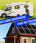 100W Monocrystalline Solar Panel Kit With 30A PWM Controller mounted on RV and cabin for off-grid use