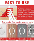 100 Pack Multi Cable Staples Compatible With Romex Clips, secure red wire stackers demonstrating easy wire installation on various surfaces.
