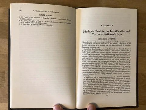 Clays And Ceramic Raw Materials Practical Guide For Potters And Ceramic Artists From 1975 With 203 Pages In English book open to chapter 9