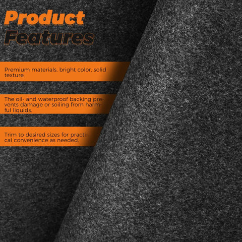 Extra Large Garage Oil Spill Mat 36 By 60 Inches Drip Absorption Mat close-up showing grey texture and waterproof backing.