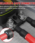Marine Grade Wire Lugs Set 20 Pcs 6 AWG Five Sixteenth Inch Tinned Copper Ring Terminals With Three To One Dual Wall Adhesive Heat Shrink Tubing Built Tough Heavy Duty Anti Rust Battery Cable Ends Red And Black installed on device