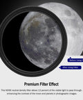 All In One 7 Piece 1.25 Inch Telescope Filter Kit includes Moon ND96 filter for enhanced lunar viewing effect comparison