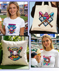 DTF Transfers Ready To Press 30 Sheets Ice Cream Drip Baseball Iron On Patches for T Shirts displayed on clothing and accessories