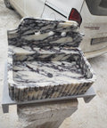 Straight Up Premium Calacatta Viola Marble Wall Mount Bathroom Sink in gray and white, 30x20x15 cm, modern design.