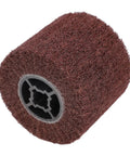 Heavy Duty Non Woven Wire Drawing Wheel With Abrasive Coating For Rapid Polishing And Uniform Shaping, brown cylindrical abrasive wheel.