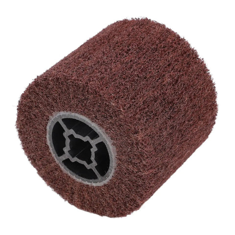 Heavy Duty Non Woven Wire Drawing Wheel With Abrasive Coating For Rapid Polishing And Uniform Shaping, brown cylindrical abrasive wheel.